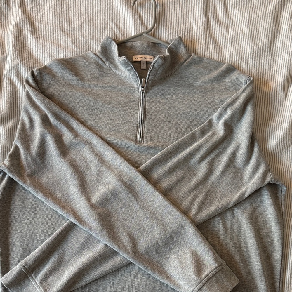 Peter Millar Light Gray Zip-Up Sweater
